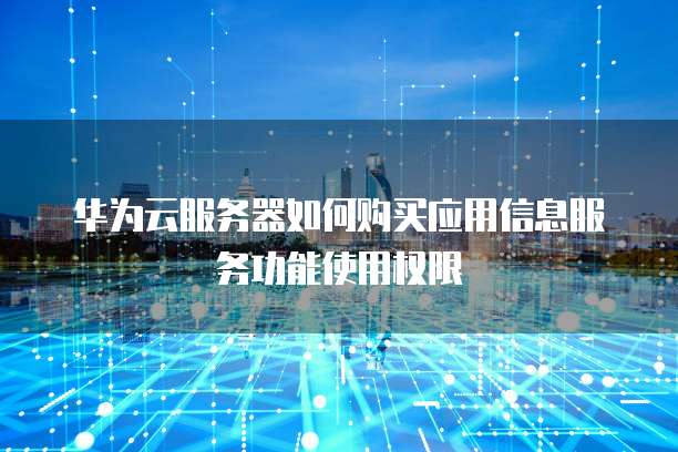 华为云服务器如何购买应用信息服务功能使用权限