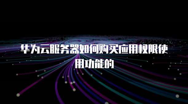 华为云服务器如何购买应用权限使用功能的