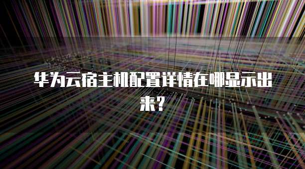 华为云宿主机配置详情在哪显示出来？
