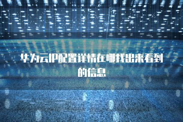 华为云IP配置详情在哪找出来看到的信息