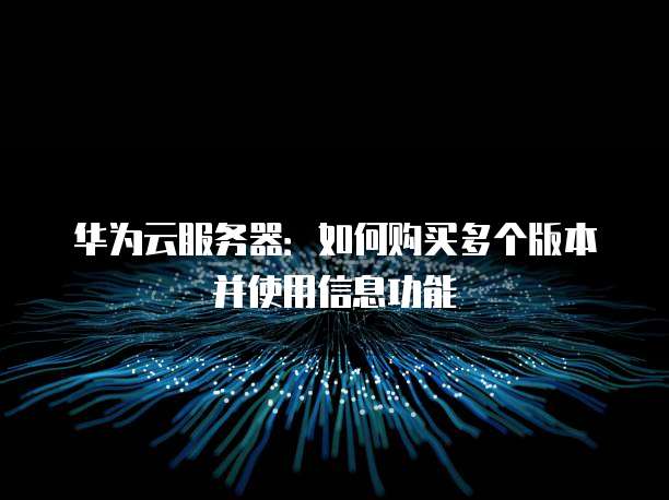 华为云服务器:如何购买多个版本并使用信息功能