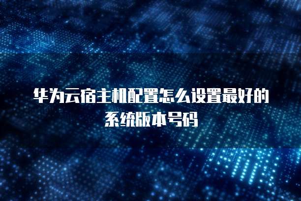 华为云宿主机配置怎么设置最好的系统版本号码