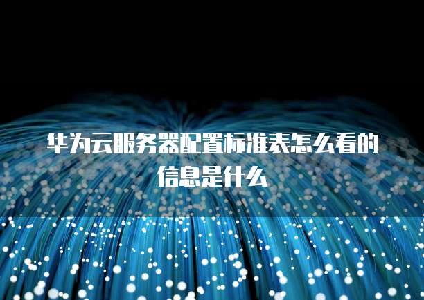 华为云服务器配置标准表怎么看的信息是什么