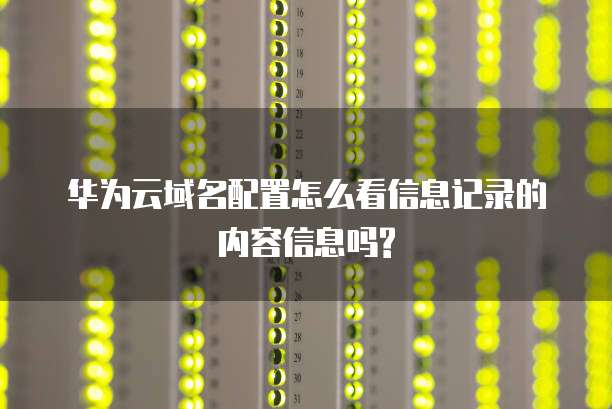 华为云域名配置怎么看信息记录的内容信息吗?