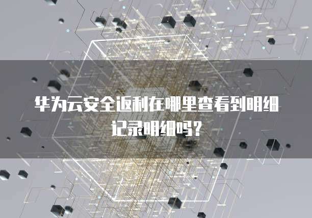 华为云安全返利在哪里查看到明细记录明细吗?