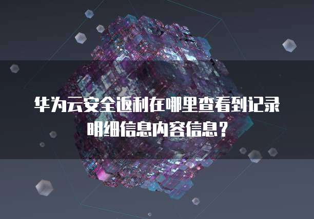华为云安全返利在哪里查看到记录明细信息内容信息?