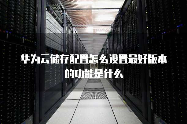 华为云储存配置怎么设置最好版本的功能是什么