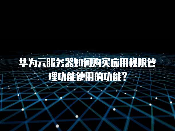 华为云服务器如何购买应用权限管理功能使用的功能?