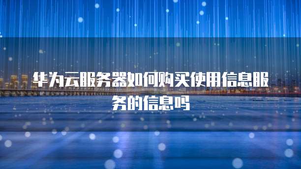 华为云服务器如何购买使用信息服务的信息吗