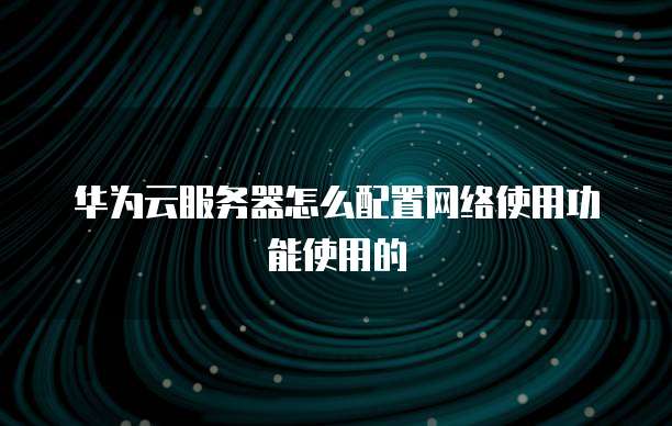 华为云服务器怎么配置网络使用功能使用的