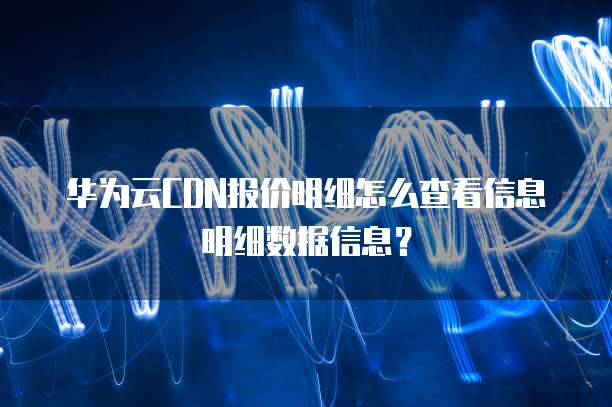 华为云CDN报价明细怎么查看信息明细数据信息？