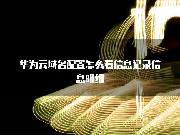华为云域名配置怎么看信息记录信息明细