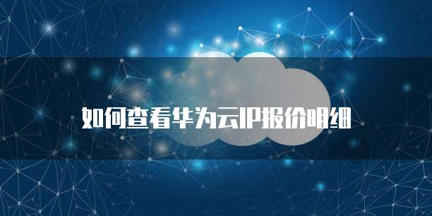 如何查看华为云IP报价明细
