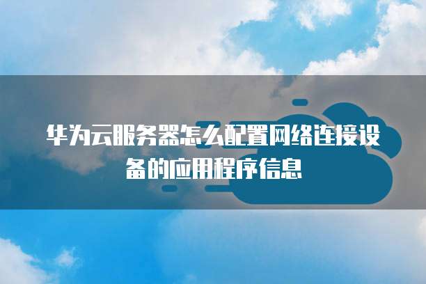 华为云服务器怎么配置网络连接设备的应用程序信息