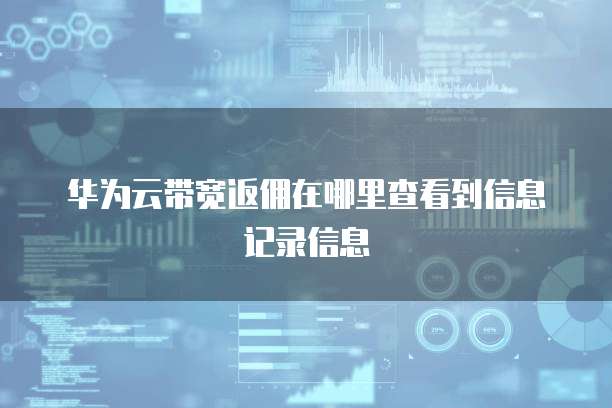 华为云带宽返佣在哪里查看到信息记录信息