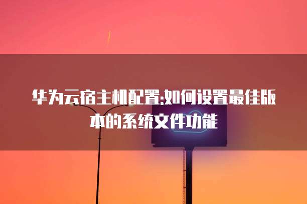 华为云宿主机配置:如何设置最佳版本的系统文件功能