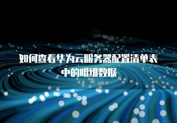 如何查看华为云服务器配置清单表中的明细数据