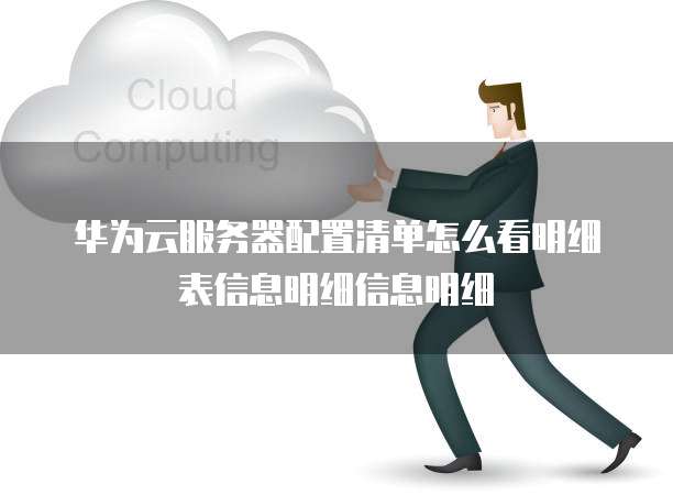 华为云服务器配置清单怎么看明细表信息明细信息明细