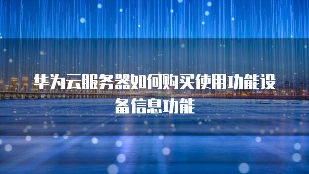 华为云服务器如何购买使用功能设备信息功能