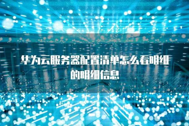 华为云服务器配置清单怎么看明细的明细信息