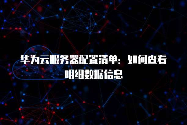 华为云服务器配置清单:如何查看明细数据信息