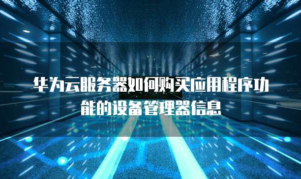 华为云服务器如何购买应用程序功能的设备管理器信息