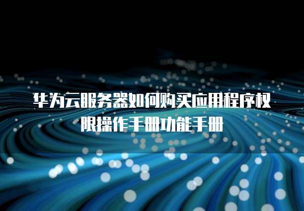 华为云服务器如何购买应用程序权限操作手册功能手册