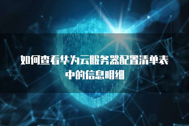 如何查看华为云服务器配置清单表中的信息明细