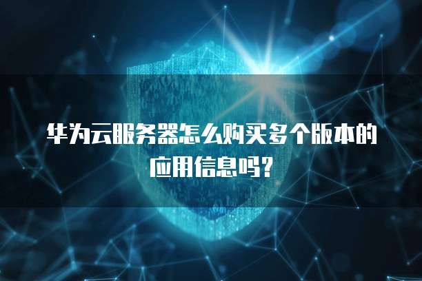 华为云服务器怎么购买多个版本的应用信息吗？