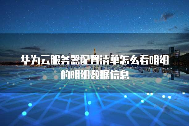 华为云服务器配置清单怎么看明细的明细数据信息