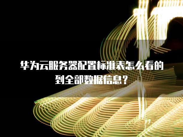 华为云服务器配置标准表怎么看的到全部数据信息?
