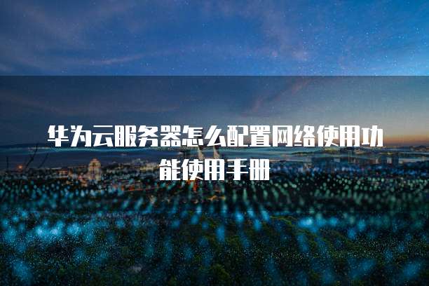 华为云服务器怎么配置网络使用功能使用手册