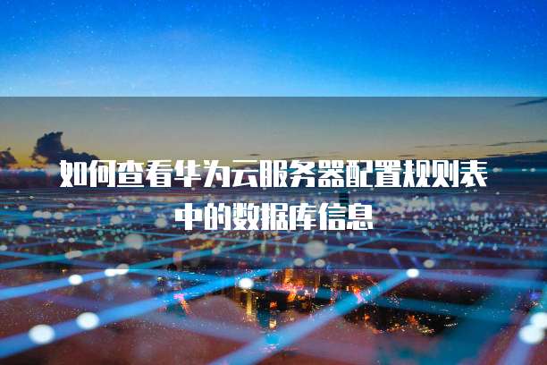 如何查看华为云服务器配置规则表中的数据库信息