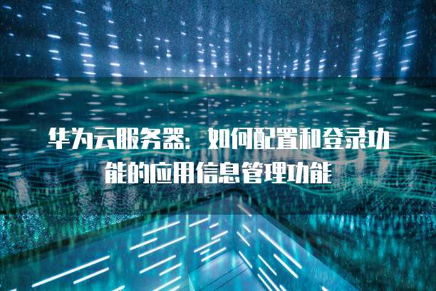 华为云服务器:如何配置和登录功能的应用信息管理功能