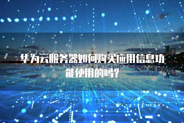 华为云服务器如何购买应用信息功能使用的吗?