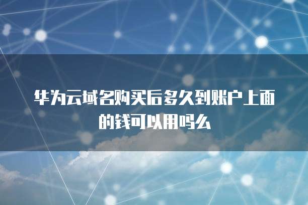 华为云域名购买后多久到账户上面的钱可以用吗么