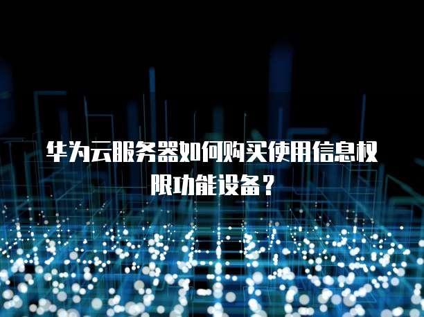 华为云服务器如何购买使用信息权限功能设备?