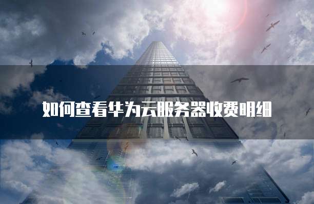 如何查看华为云服务器收费明细