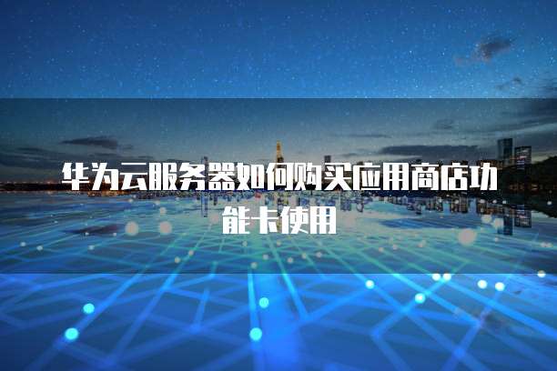 华为云服务器如何购买应用商店功能卡使用
