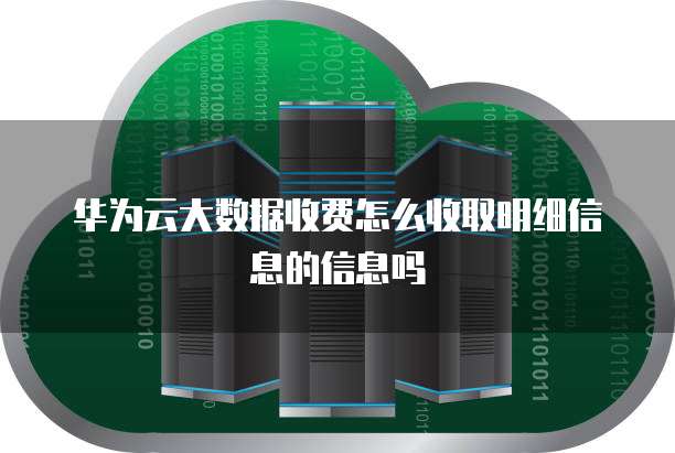 华为云大数据收费怎么收取明细信息的信息吗