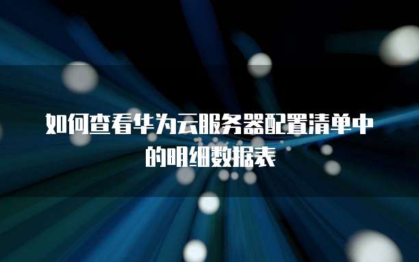 如何查看华为云服务器配置清单中的明细数据表