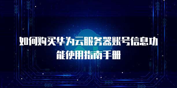 如何购买华为云服务器账号信息功能使用指南手册