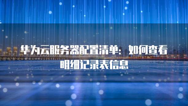 华为云服务器配置清单:如何查看明细记录表信息