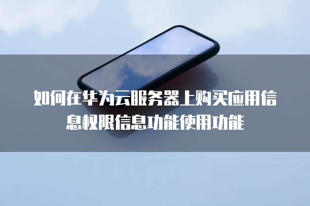 如何在华为云服务器上购买应用信息权限信息功能使用功能