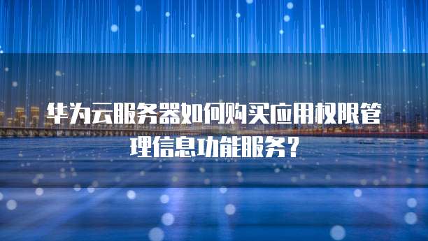 华为云服务器如何购买应用权限管理信息功能服务？