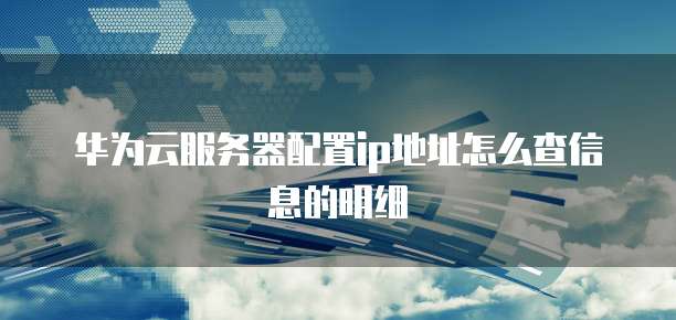 华为云服务器配置ip地址怎么查信息的明细