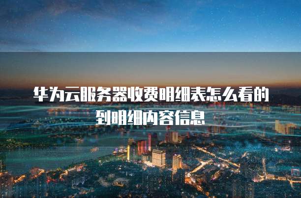 华为云服务器收费明细表怎么看的到明细内容信息