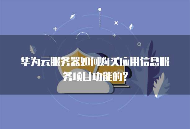 华为云服务器如何购买应用信息服务项目功能的?