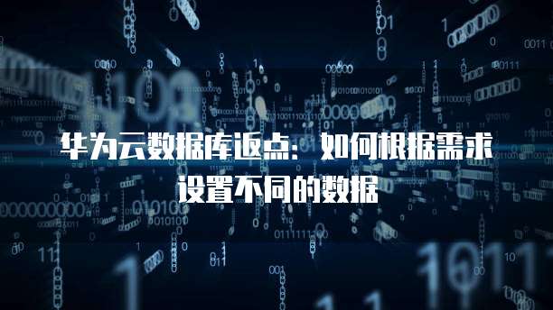 华为云数据库返点:如何根据需求设置不同的数据
