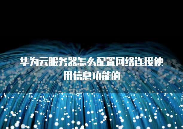 华为云服务器怎么配置网络连接使用信息功能的